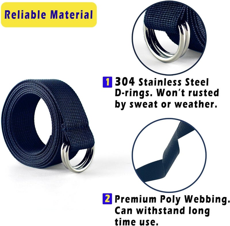 Clocean Web Football Belt with Two Stainless Steel D Rings 52' Football Pants Belt for Men Women Kids Youth Boys Girls - Image 2
